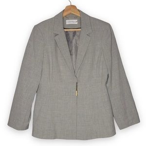Calvin Klein Women's Schoolboy Gray Blazer Jacket Office Career Formal Suit Grey